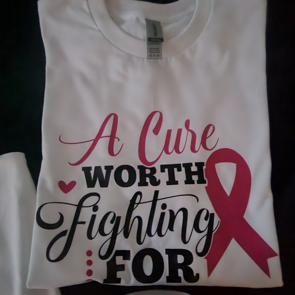 "A CURE WORTH FIGHTING FOR" LADIES T-SHIRT - Picture 1 of 2